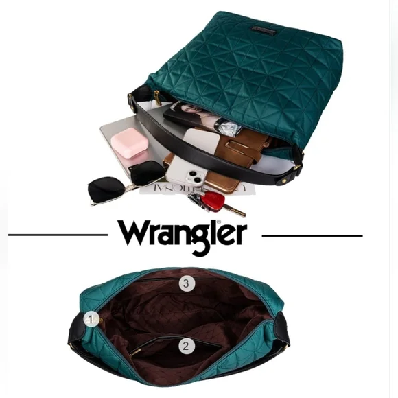 Wrangler Quilted Hobo Purse/Handbag for Women Shoulder Crossbody Bags NWOT - Picture 7 of 7